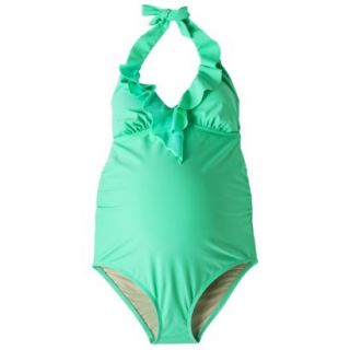 Liz Lange for Target Maternity Halter Ruffle V Neck 1 pc. Swimsuit   Jade Green