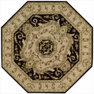 Nourison Hand tufted Versailles Palace Black Floral Rug (6 X 6) Octagon