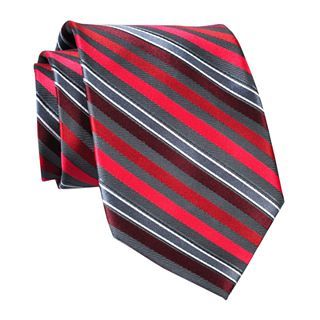 Stafford Charcoal Gingham Silk Tie, Red, Mens