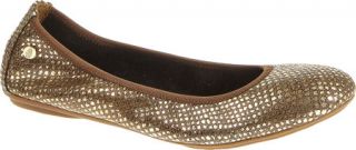 Womens Hush Puppies Chaste Ballet   Gold Leather Ballet Flats