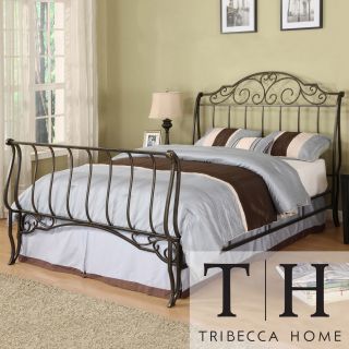 Tribecca Home Camelia Graceful Scroll Bronze Iron Queen size Sleigh Bed