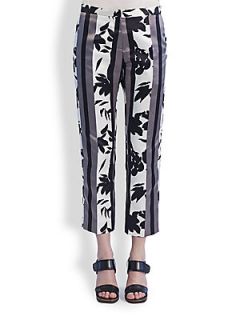 Marni Floral Stripe Pants   Coal