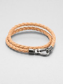 Tods Leather Double Wrap Bracelet   Beige
