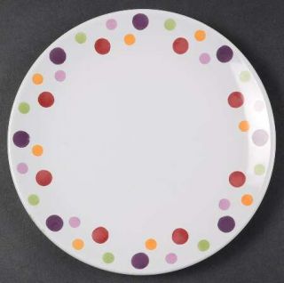 Pampered Chef Dots Salad Plate, Fine China Dinnerware   Multicolor Dots On Edge
