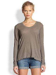 Wilt Raw Hemmed Linen Long Sleeved Tee   Street