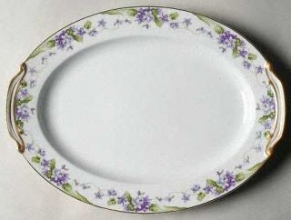 Noritake Nancy 16 Oval Serving Platter, Fine China Dinnerware   Violets, Green