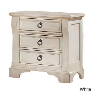 Traditions 3 drawer Nightstand (White, blackMaterials Hardwood, veneerFinish Antique, distressedDimensions 29.5 inches high x 29 inches wide x 17 inches deepNumber of drawers/compartments Three (3) drawersEnglish dovetail construction with solid wood 