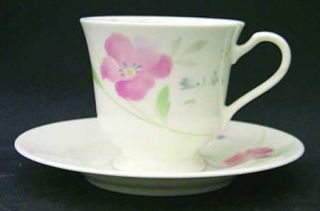 Mikasa Just Love Footed Cup & Saucer Set, Fine China Dinnerware   Green,Blue&Pea