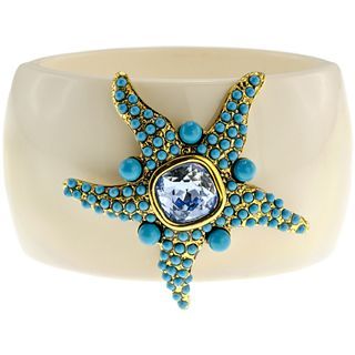 KJL by KENNETH JAY LANE Simulated Turquoise & Aqua Crystal Starfish Bracelet,