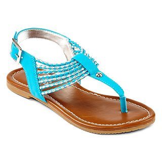 Stevies Weaver Girls Banded Sandals, Turquoise, Girls