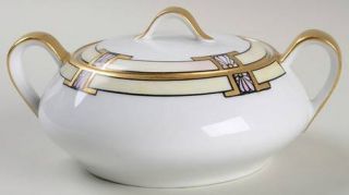 Mutual Art Studios Diana Sugar Bowl & Lid, Fine China Dinnerware   Black Lines,