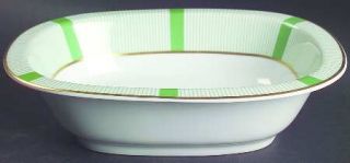 Ceralene Emeraud 9 Oval Vegetable Bowl, Fine China Dinnerware   Green Stripes,