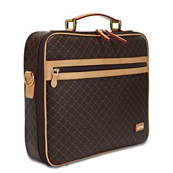 Rioni Signature Brown Jetsetters Briefcase (BrownWeight 3 poundsFront zippered pocketRear double zippered pouchTwo interior folder compartmentsInterior zippered pocket with cell phone pouch, pocket pouches, pen holdersCompartment that fits small to mediu