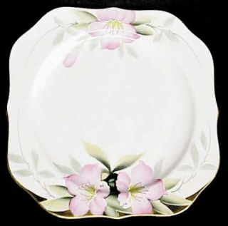 Noritake Azalea Square Luncheon Plate, Fine China Dinnerware   Pink,Patent#19322