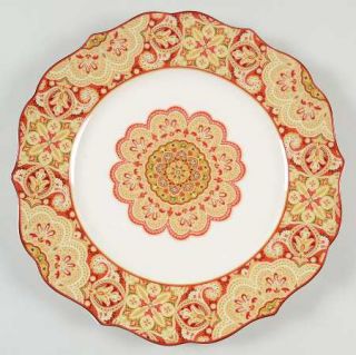 222 Fifth (PTS) Lyria Saffron Dinner Plate, Fine China Dinnerware   Yellow,Red,G