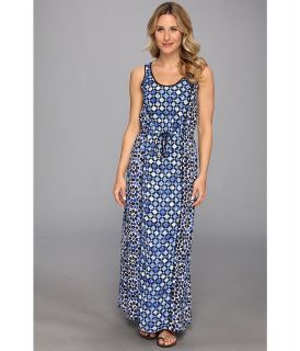 MICHAEL Michael Kors Sleeveless Lattice Print Maxi Dress Womens Dress (Blue)