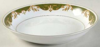 Style House Kimberly Coupe Soup Bowl, Fine China Dinnerware   Green Edge,Tan Scr