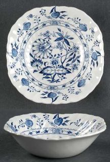 Johnson Brothers Saxony Square Cereal Bowl, Fine China Dinnerware   White&Blue,