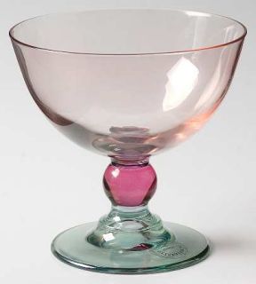 Mila Intl Rainbow Pink/Green Champagne/Tall Sherbet   Pink Bowl & Stem, Green Fo
