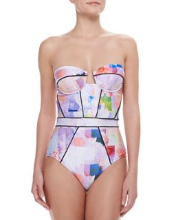 Womens Floral Rise One Piece Swimsuit   Suboo