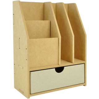 Beyond The Page Mdf 4 slot Stationery Organizer With Drawer 11.5x8.75x4.25 (290x220x115mm)