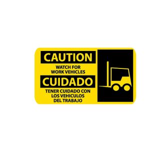 Nmc Osha Compliant Bilingual Caution/Danger Signs   18X10   Caution, Watch For Work Vehicle