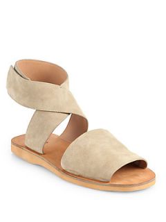 Vince Sabine Suede Crisscross Sandals   Taupe