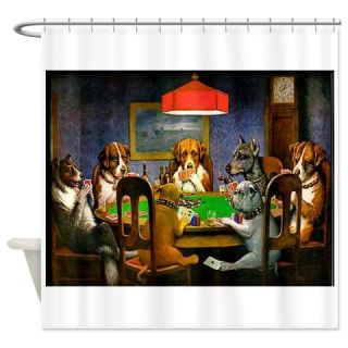  Card Playing Dogs Shower Curtain  Use code FREECART at Checkout
