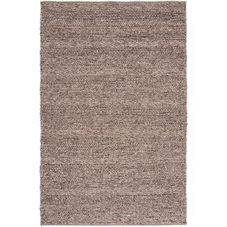Hand woven Casual Solid Brown Wool Area Rug (3 X 5)