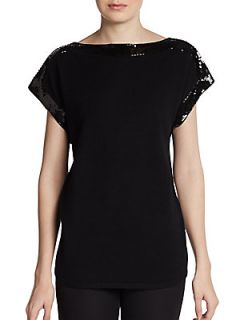 Sequined Cashmere Top   Black