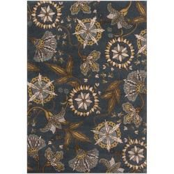 Meticulously Woven Contemporary Sea Blue Floral Fordwich Rug (53x76)