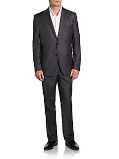 Pinstripe Regular Fit Suit   Dark Grey