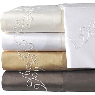 American Heritage 800tc Egyptian Cotton Sateen Embroidered Scroll Sheet Set,