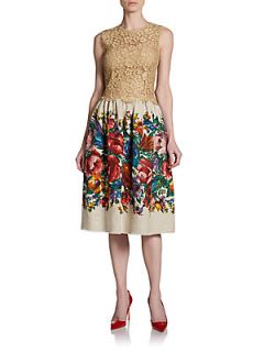 Lace Top Print Dress   Floral