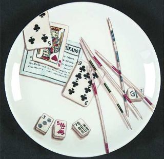 Gien Jeux Canape Plate, Fine China Dinnerware   Game Motif, Cards, Dice, Dominos