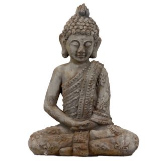 Urban Trend Antique Finish Sitting Buddha Cement Sculpture