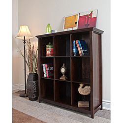 Normandy Tobacco Brown 9 Cube Bookcase and Storage Unit (Rich tobacco brown Frame materials Solid plantation grown pine Finish Dark tobacco stain finish with protective NC lacquer finishNine (9) cube storage cubesElegantly tapered legs, grooved sides an
