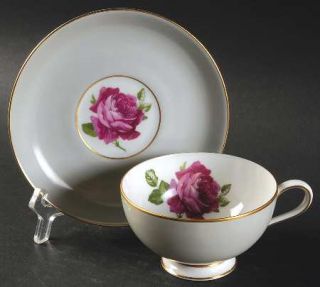 Thomas American Beauty Rose Footed Cup & Saucer Set, Fine China Dinnerware   Gra