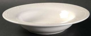 Pfaltzgraff Pearl Brocade Large Rim Soup Bowl, Fine China Dinnerware   All White