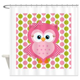  Pink Owl on Pink and Green Shower Curtain  Use code FREECART at Checkout