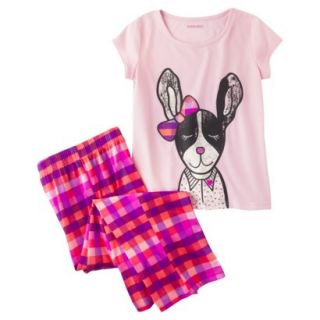 Xhilaration Girls 2 Piece Short Sleeve Cat Pajama Set   Pink M