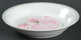 Hermes Les Pivoines White Coupe Cereal Bowl, Fine China Dinnerware   Pink Flower