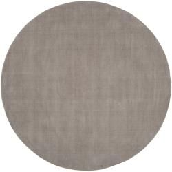 Hand crafted Solid Grey Casual Ridges Wool Rug (8 Round)