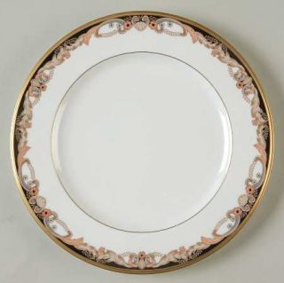 Noritake Farentino Salad Plate, Fine China Dinnerware   Bone, Black Edge W/ Brow