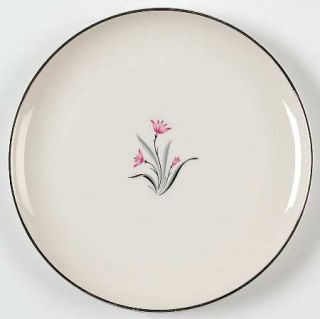 Syracuse Alpine Salad Plate, Fine China Dinnerware   Pink Flowers,Black And Gray