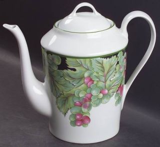 Philippe Deshoulieres Vendanges Coffee Pot & Lid, Fine China Dinnerware   Green