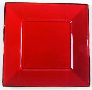 Pottery Barn Asian Square Paprika (Red) Salad Plate, Fine China Dinnerware   All