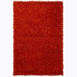 Handwoven Bright Red/orange Mandara Shag Rug (9 X 13) (OrangePattern Shag Tip We recommend the use of a  non skid pad to keep the rug in place on smooth surfaces. All rug sizes are approximate. Due to the difference of monitor colors, some rug colors ma