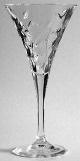 Royal Crystal Rock Laurus Water Goblet   Clear,Cut Stem And Leaf Design