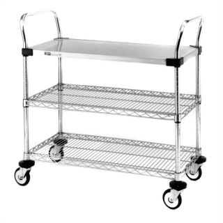 Cart 1 Stainless Shelve 2 Chrome Shelf Serving Cart Multicolor   MW403, 18L x